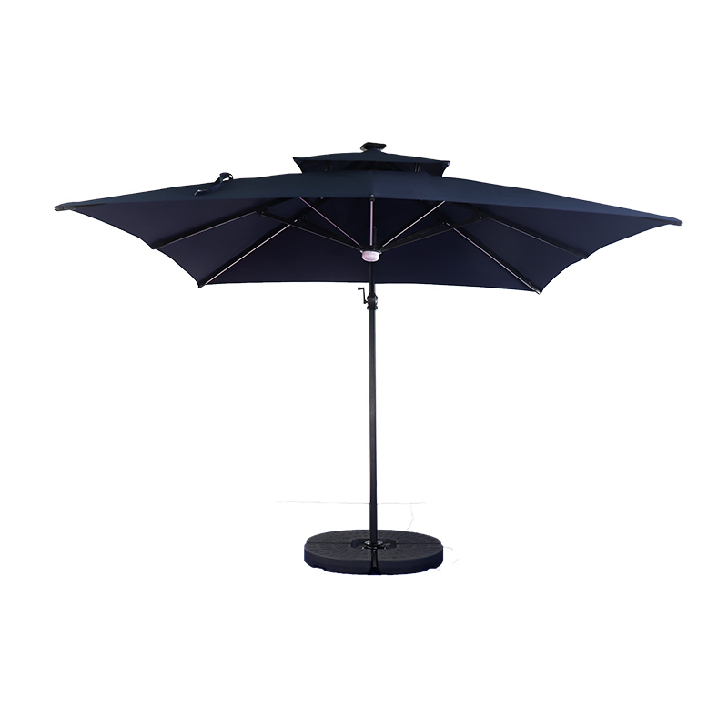 Outdoor Courtyard Sunshade Solar Light Strip Roman Umbrella