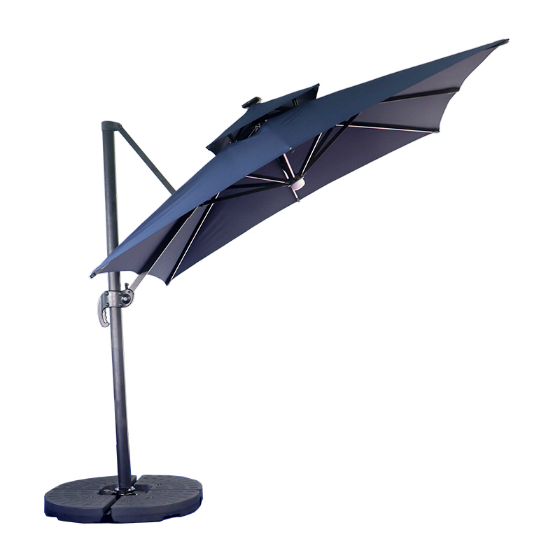 Outdoor Courtyard Sunshade Solar Light Strip Roman Umbrella